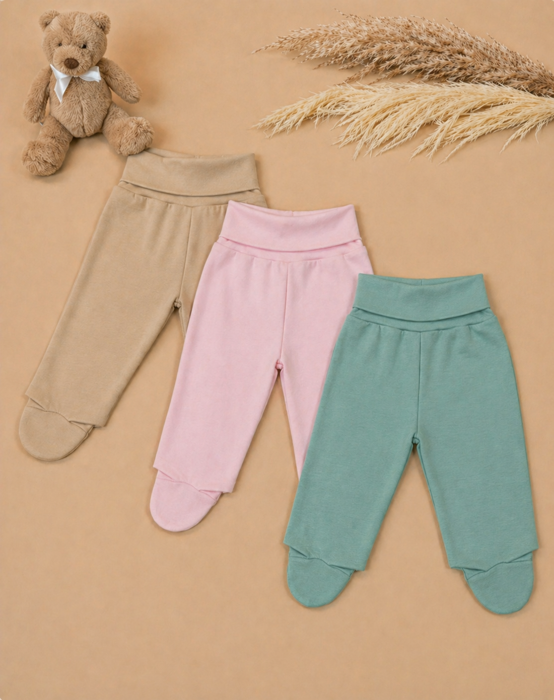 Modelo Chanel Tripack Pantalón Bebé Anticólico Niña 100% Algodón 3 Piezas - Imagen 2
