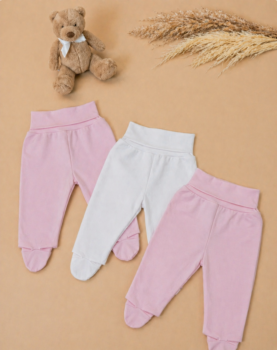 Modelo Chanel Tripack Pantalón Bebé Anticólico Niña 100% Algodón 3 Piezas