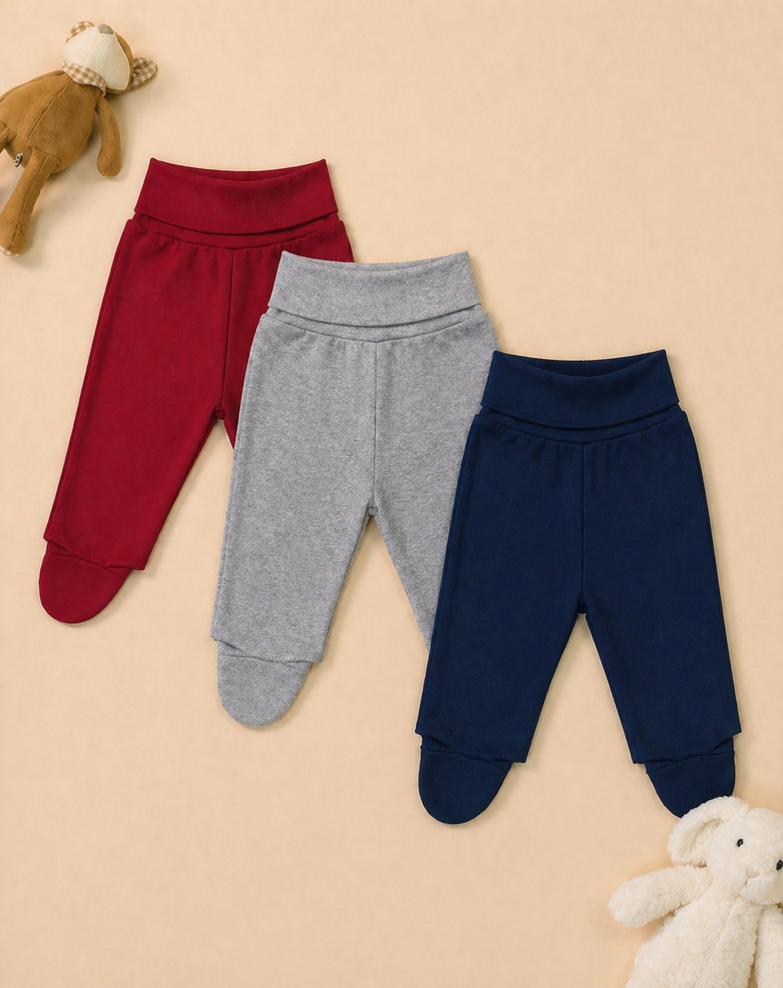 Modelo Kenzo Tripack Pantalón Bebé Anticólico Niño 100% Algodón 3 Piezas - Imagen 3