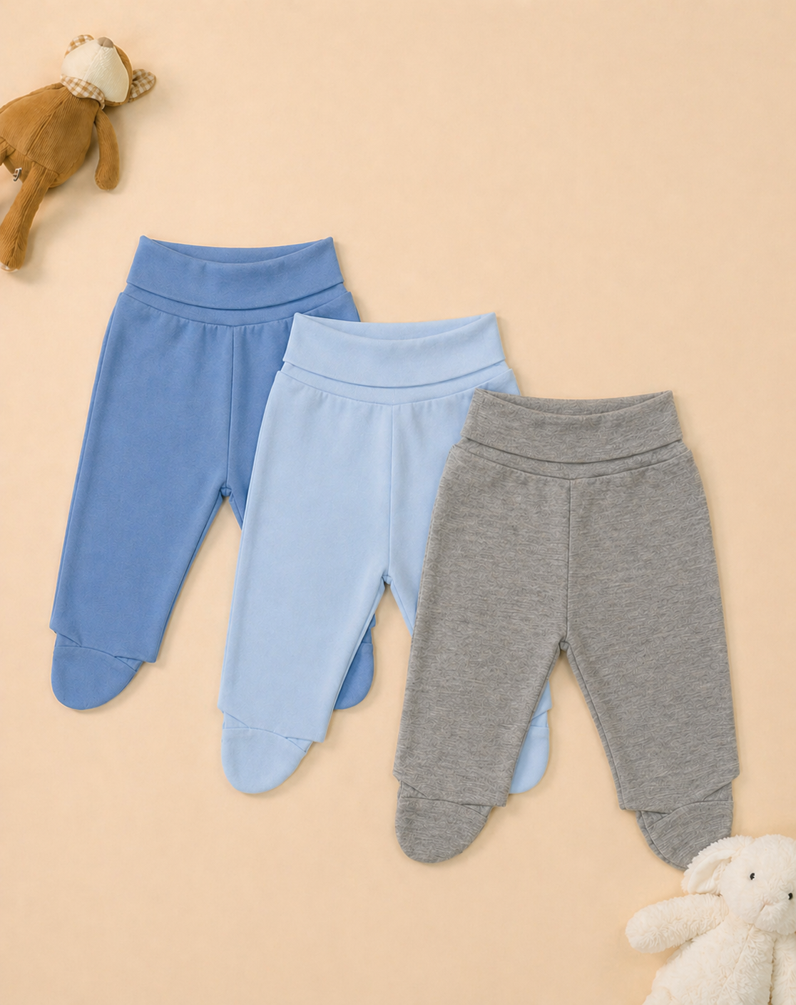 Modelo Kenzo Tripack Pantalón Bebé Anticólico Niño 100% Algodón 3 Piezas